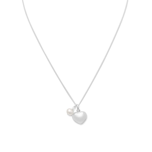 16" Multicharm Heart & Cultured Freshwater Pearl Necklace freeshipping - Higher Class Elegance