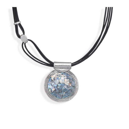 18" Multistrand Leather with Roman Glass Necklace freeshipping - Higher Class Elegance