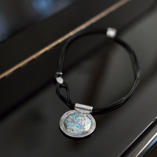 18" Multistrand Leather with Roman Glass Necklace freeshipping - Higher Class Elegance