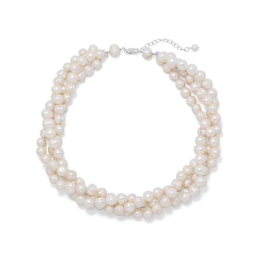 18"+2" Multistrand Cultured Freshwater Pearl Necklace freeshipping - Higher Class Elegance
