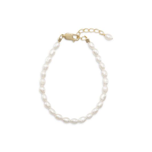 5"+1" 14/20 Gold Filled Cultured Freshwater Rice Pearl Bracelet freeshipping - Higher Class Elegance