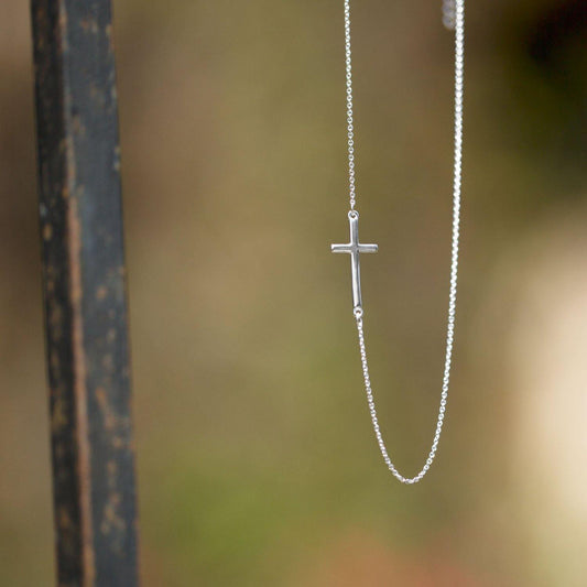 16" + 2" Necklace with Off Center Cross freeshipping - Higher Class Elegance