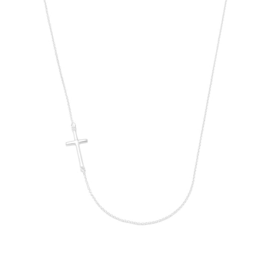 16" + 2" Necklace with Off Center Cross freeshipping - Higher Class Elegance