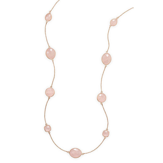 24" 14 Karat Rose Gold Plated Rose Quartz Necklace freeshipping - Higher Class Elegance