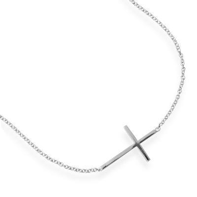 7" + 1" Rhodium Plated Polished Sideways Cross Bracelet freeshipping - Higher Class Elegance