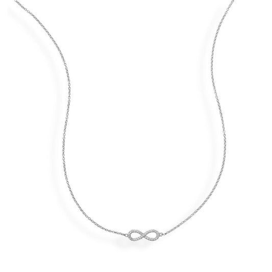 16" + 2" Rhodium Plated CZ Infinity Necklace freeshipping - Higher Class Elegance
