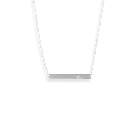 16" + 2" Thin Bar Nameplate Necklace freeshipping - Higher Class Elegance