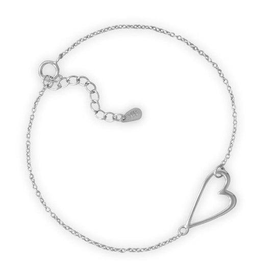 7" + 1" Rhodium Plated Sideways Heart Bracelet freeshipping - Higher Class Elegance