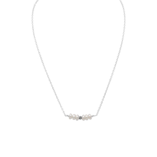 16" Handmade Cultured Freshwater Pearl Bar Necklace freeshipping - Higher Class Elegance