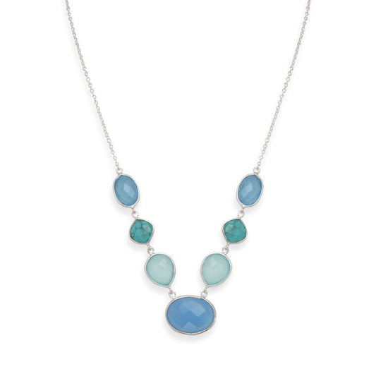 Stabilized Turquoise and Chalcedony Necklace freeshipping - Higher Class Elegance