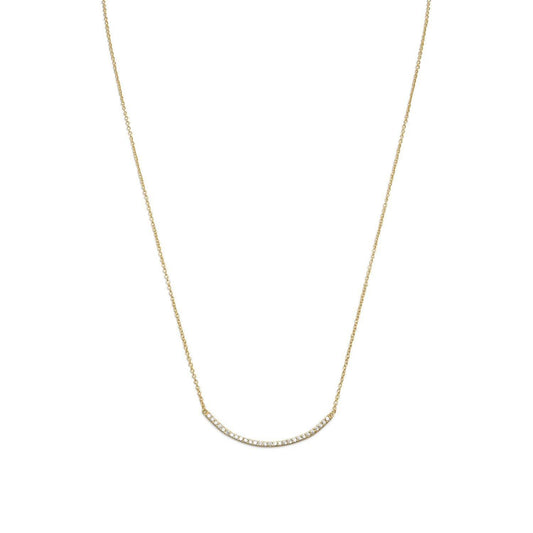 18" + 2" 14 Karat Gold Plated Curved CZ Bar Necklace freeshipping - Higher Class Elegance