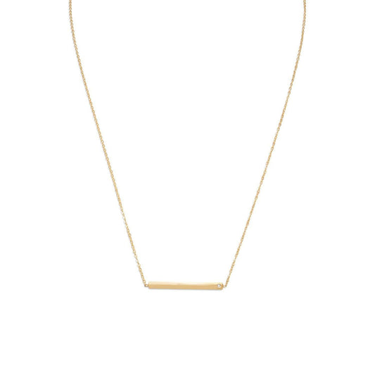 18" 14 Karat Gold Plated Bar Necklace with CZ freeshipping - Higher Class Elegance