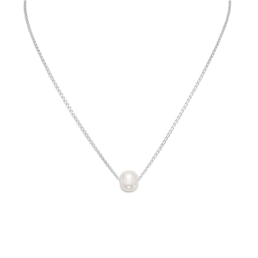 16" + 2" Floating Cultured Freshwater Pearl Necklace freeshipping - Higher Class Elegance