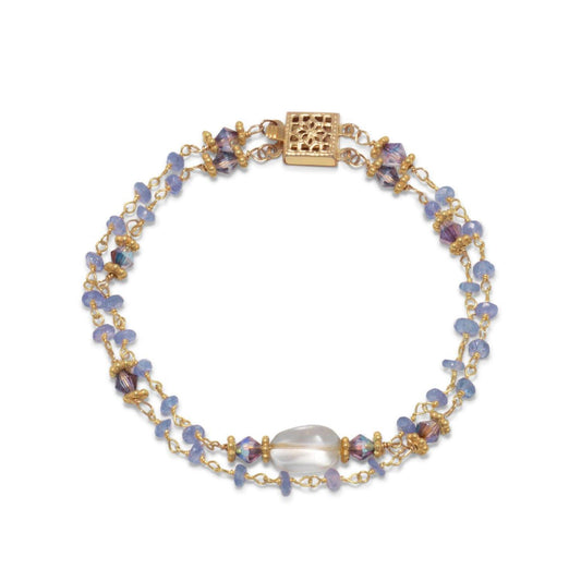 14 Karat Gold Plated Double Strand Tanzanite and Citrine Bracelet freeshipping - Higher Class Elegance