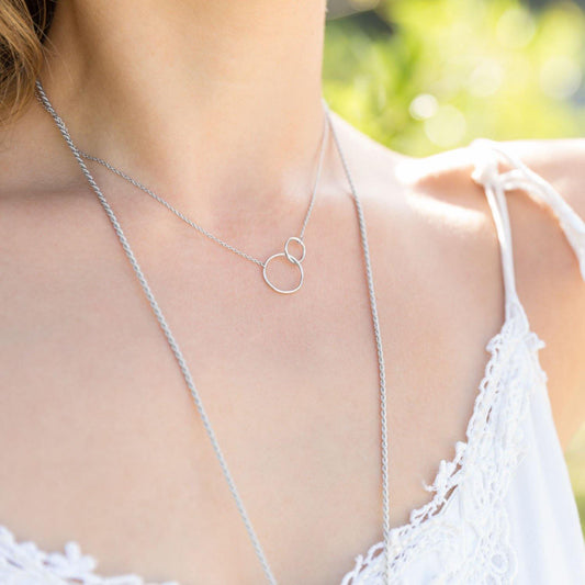 16" + 2" Rhodium Plated Circle Link Necklace freeshipping - Higher Class Elegance