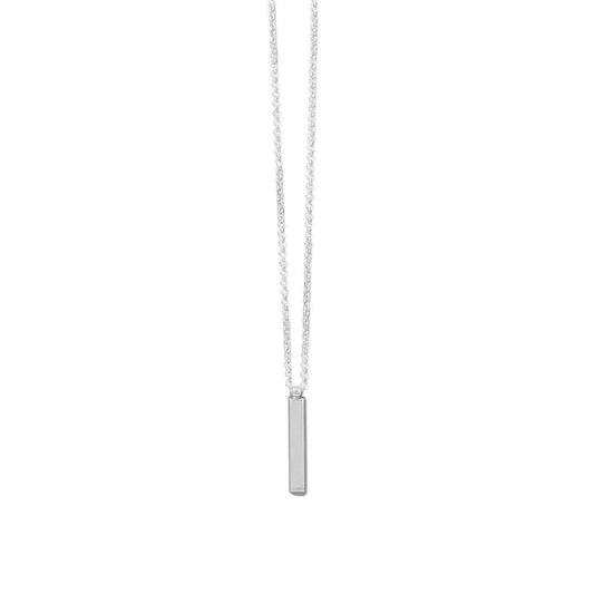 18" Sterling Silver Drop Bar Necklace freeshipping - Higher Class Elegance