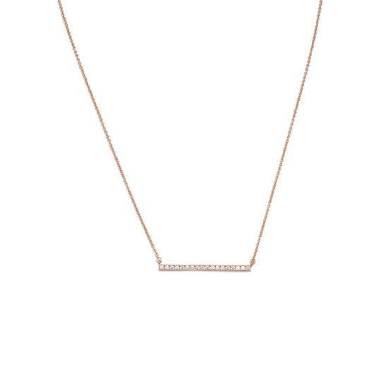 14 Karat Rose Gold Plated CZ Bar Necklace freeshipping - Higher Class Elegance