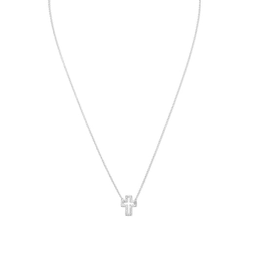 Delicate Sideways Cross Necklace with CZs freeshipping - Higher Class Elegance