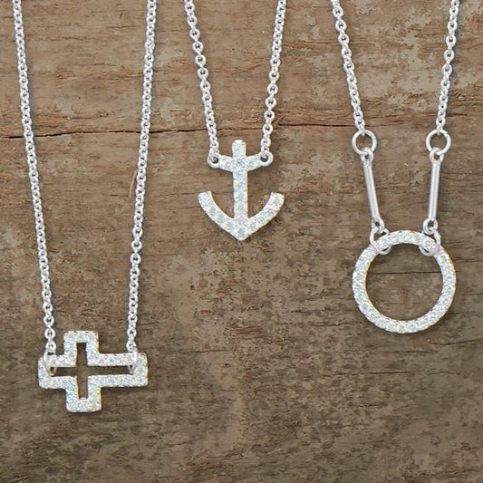 Delicate Sideways Cross Necklace with CZs freeshipping - Higher Class Elegance