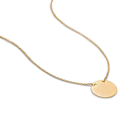 14 Karat Gold Plated Polished Round Engravable Disk Necklace freeshipping - Higher Class Elegance