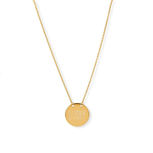 14 Karat Gold Plated Polished Round Engravable Disk Necklace freeshipping - Higher Class Elegance