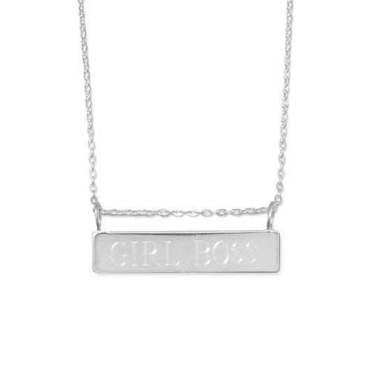 16" + 2" Engravable Bar Nameplate Necklace freeshipping - Higher Class Elegance