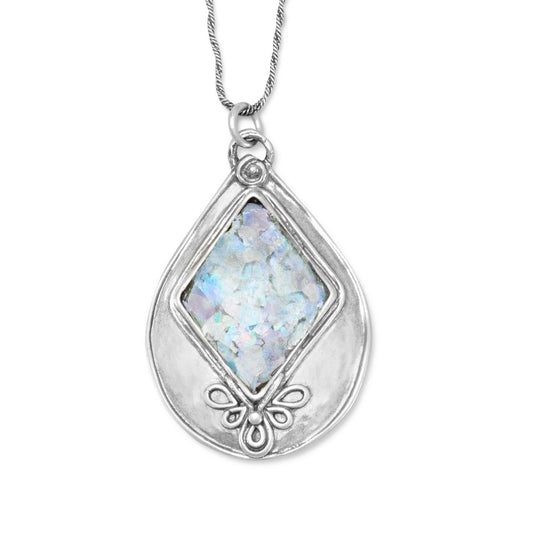 Textured Pear Ancient Roman Glass Necklace freeshipping - Higher Class Elegance