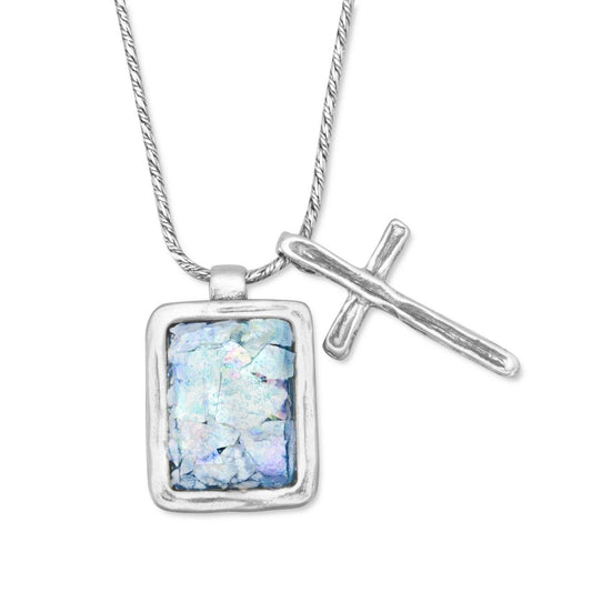 Roman Glass and Cross Charm Necklace freeshipping - Higher Class Elegance