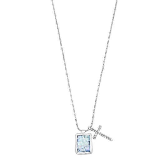 Roman Glass and Cross Charm Necklace freeshipping - Higher Class Elegance