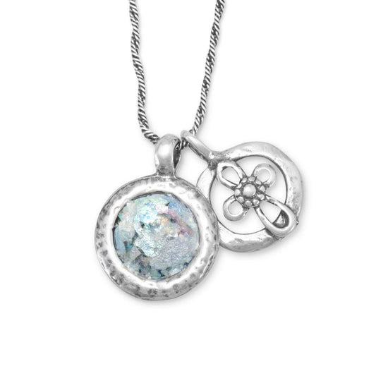Roman Glass and Cut Out Cross Charm Necklace freeshipping - Higher Class Elegance