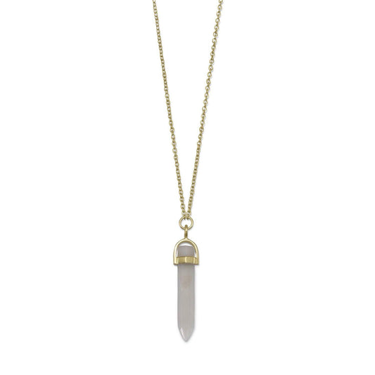 14 Karat Gold Plated Spike Pencil Cut Gray Moonstone Necklace freeshipping - Higher Class Elegance