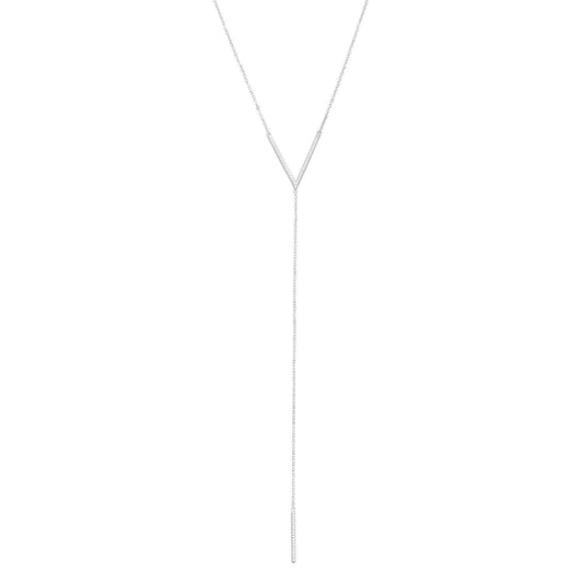 Rhodium Plated Signity CZ "V" Drop Necklace freeshipping - Higher Class Elegance