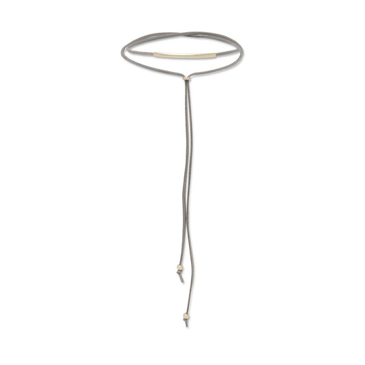 Grey Suede 14 Karat Gold Plated Bar Lariat Choker freeshipping - Higher Class Elegance