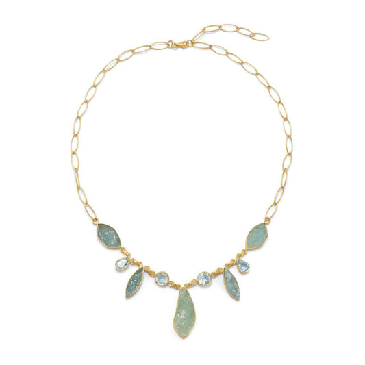 14 Karat Gold Plated Aquamarine and Blue Topaz Necklace freeshipping - Higher Class Elegance