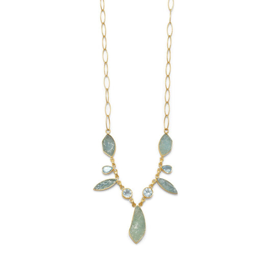 14 Karat Gold Plated Aquamarine and Blue Topaz Necklace freeshipping - Higher Class Elegance