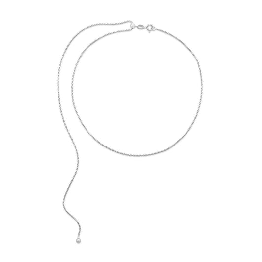 Rhodium Plated Adjustable Box Chain and Ball Necklace freeshipping - Higher Class Elegance