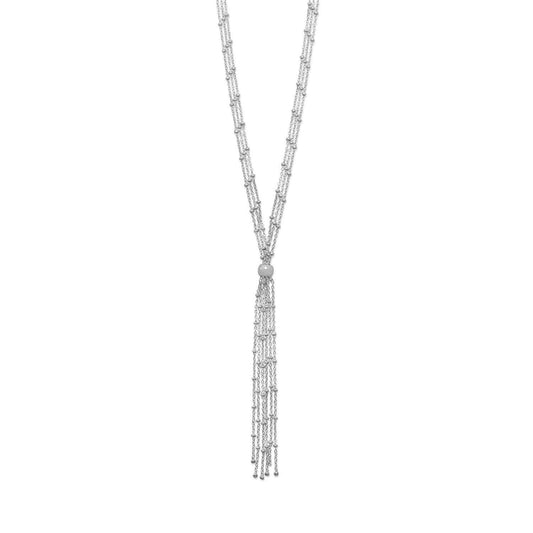 Rhodium Plated Satellite Chain Bolo Necklace freeshipping - Higher Class Elegance