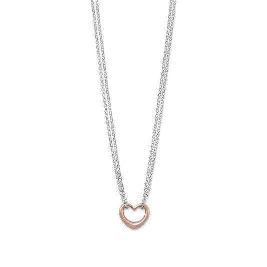 Two Tone Double Strand Open Heart Necklace freeshipping - Higher Class Elegance