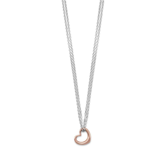 Two Tone Double Strand Open Heart Necklace freeshipping - Higher Class Elegance