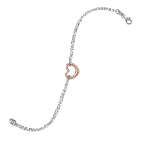 Two Tone Double Strand Open Heart Bracelet freeshipping - Higher Class Elegance