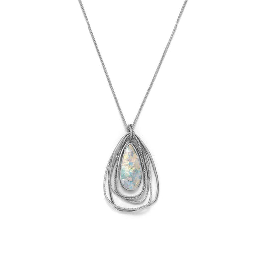 Ancient Roman Glass Two Part Pear Drop Pendant Necklace freeshipping - Higher Class Elegance