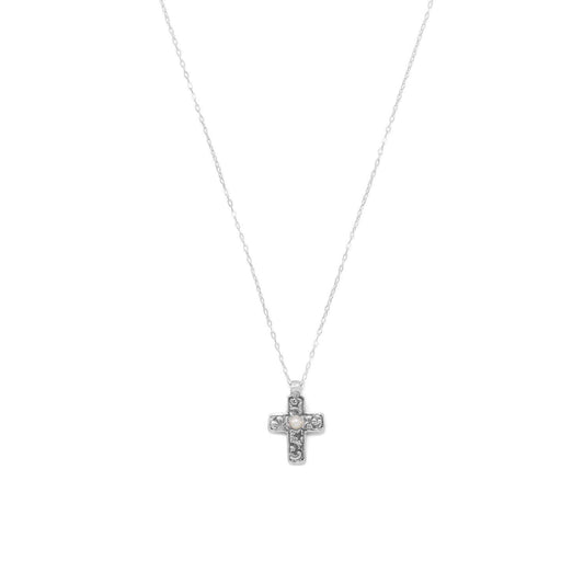 Reversible Cross Charm with Cultured Freshwater Pearl Necklace freeshipping - Higher Class Elegance