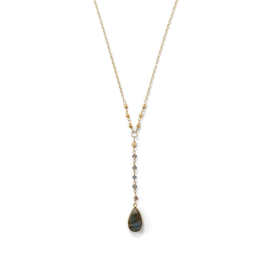 14 Karat Gold Plated Labradorite Drop Necklace freeshipping - Higher Class Elegance