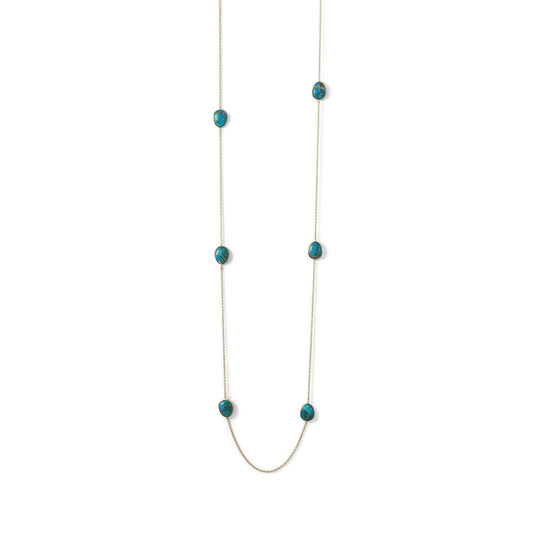 14 Karat Gold Plated Turquoise Stone Endless Necklace freeshipping - Higher Class Elegance