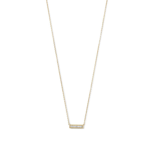 14 Karat Gold Plated Mini CZ Bar Necklace freeshipping - Higher Class Elegance