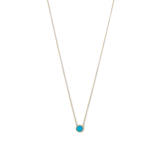 14 Karat Gold Plated Mini Synthetic Blue Opal Necklace freeshipping - Higher Class Elegance