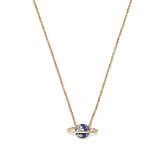 14 Karat Gold Plated Mini CZ Planet Necklace freeshipping - Higher Class Elegance
