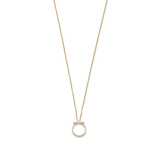 18 Karat Gold Plated CZ Bar and Circle Necklace freeshipping - Higher Class Elegance