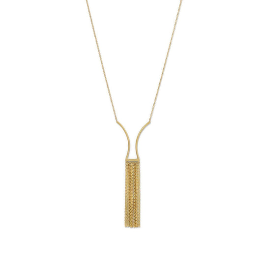 14 Karat Gold Plated Geometric and Fringe Drop Necklace freeshipping - Higher Class Elegance