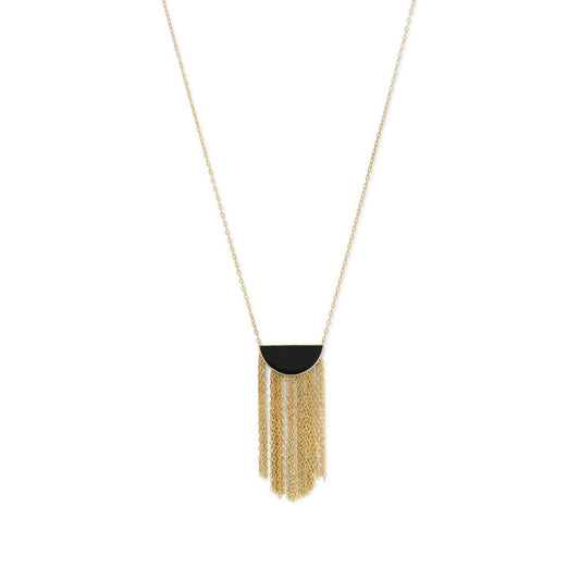 14 Karat Gold Plated Black Onyx and Fringe Necklace freeshipping - Higher Class Elegance